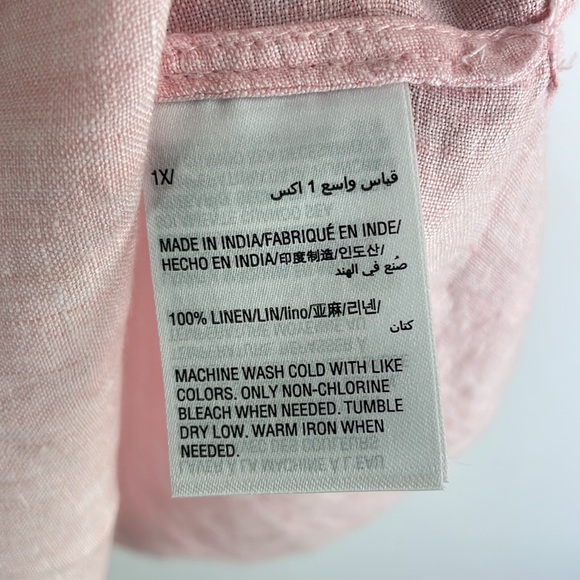 Charter Club 100% Linen Light Pink Button Up Shirt - Picture 5 of 5